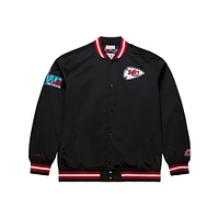 Men's Mitchell & Ness Black Kansas City Chiefs Double Down Satin Full-Snap Jacket