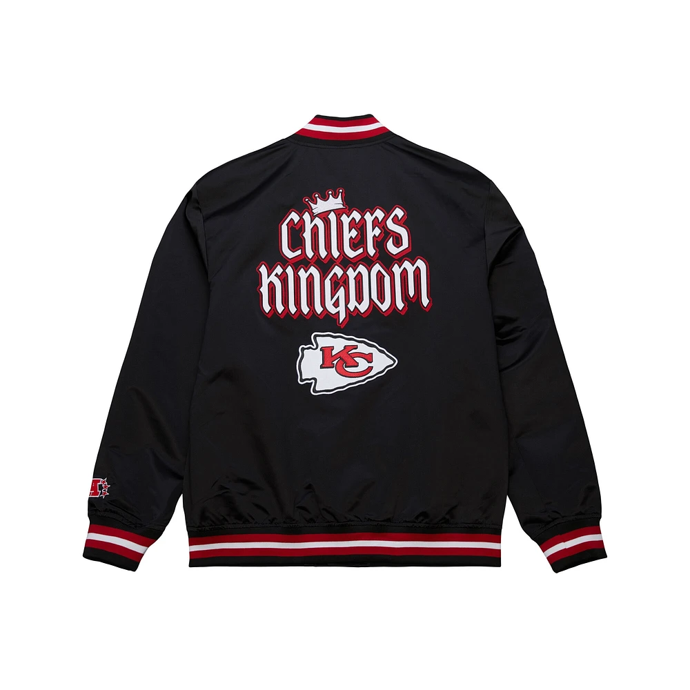 Men's Mitchell & Ness Black Kansas City Chiefs Double Down Satin Full-Snap Jacket