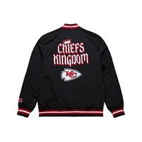 Men's Mitchell & Ness Black Kansas City Chiefs Double Down Satin Full-Snap Jacket