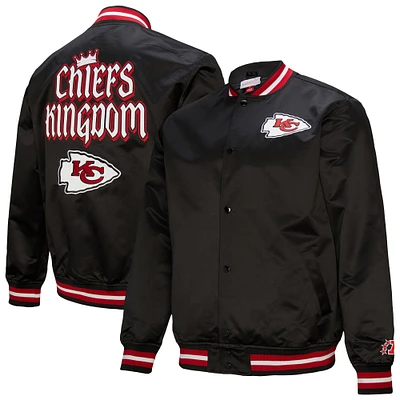 Veste à boutons-pression doubles en satin noir Mitchell & Ness pour homme des Kansas City Chiefs