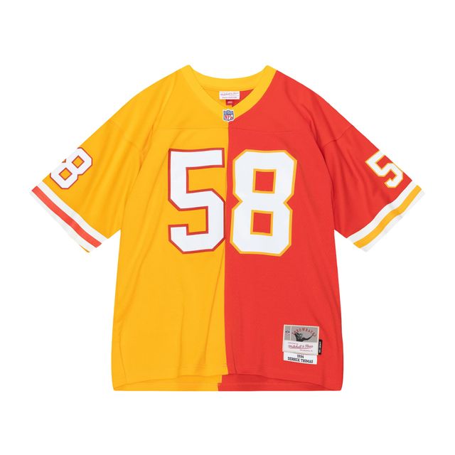 Maillot réplique Mitchell & Ness Derrick Thomas rouge/or des Chiefs de Kansas City 1994 Split Legacy pour hommes