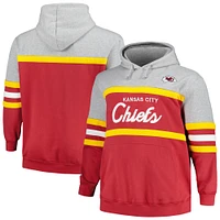 Men's Mitchell & Ness  Heather Gray/Red Kansas City Chiefs Big Tall Head Coach Pullover Hoodie