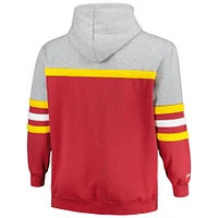Men's Mitchell & Ness  Heather Gray/Red Kansas City Chiefs Big Tall Head Coach Pullover Hoodie