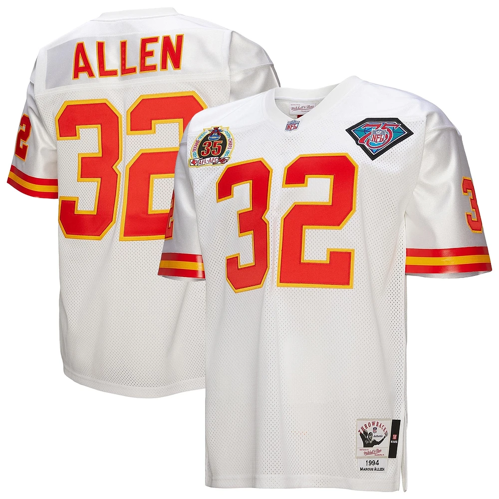 Maillot de joueur retraité authentique rétro 1994 des Kansas City Chiefs Mitchell & Ness Marcus Allen pour homme