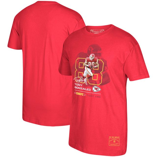 T-shirt graphique rouge pour hommes, joueur retraité des Chiefs de Kansas City, Tony Gonzalez Mitchell & Ness