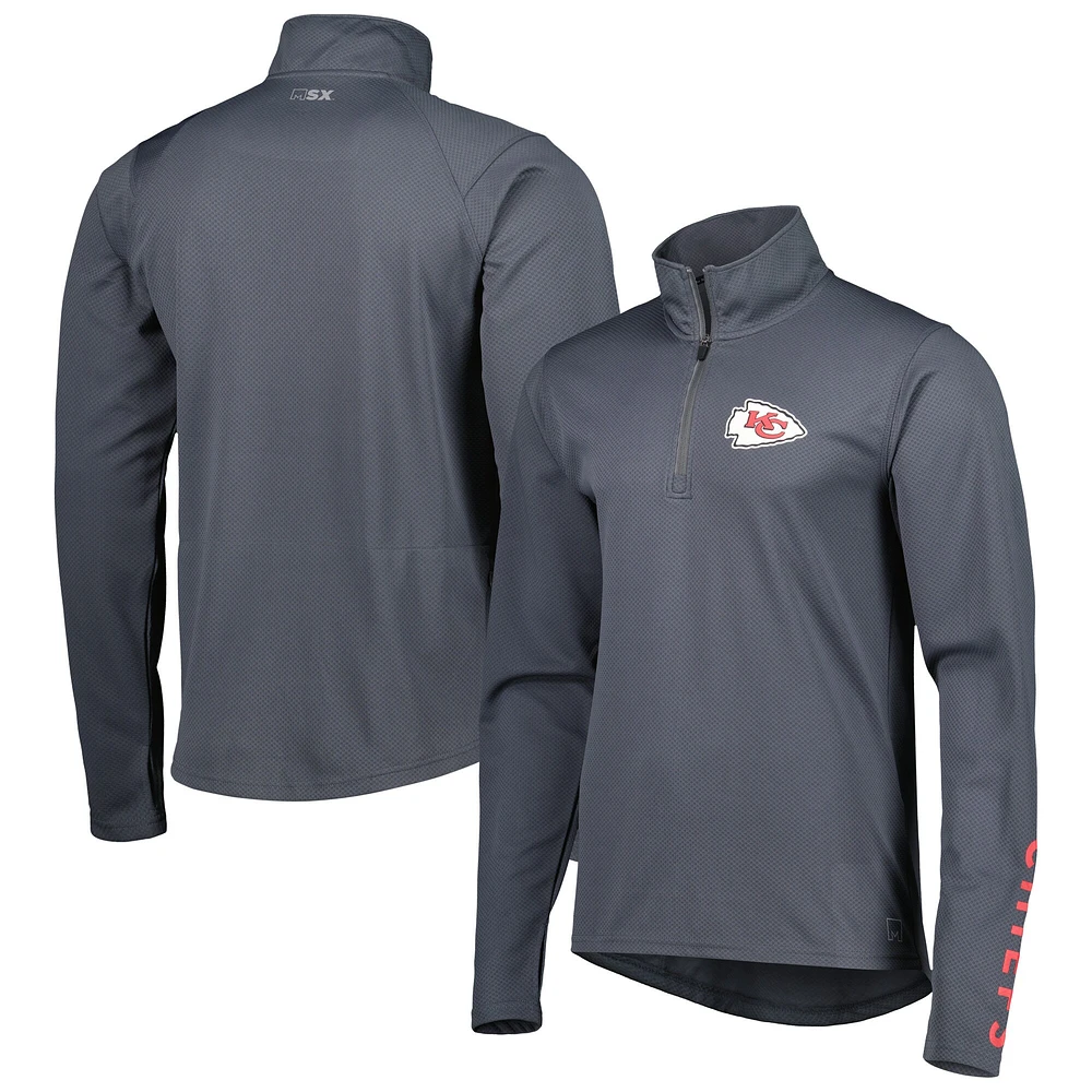 Pull à demi-zip MSX by Michael Strahan pour homme, couleur anthracite, des Kansas City Chiefs