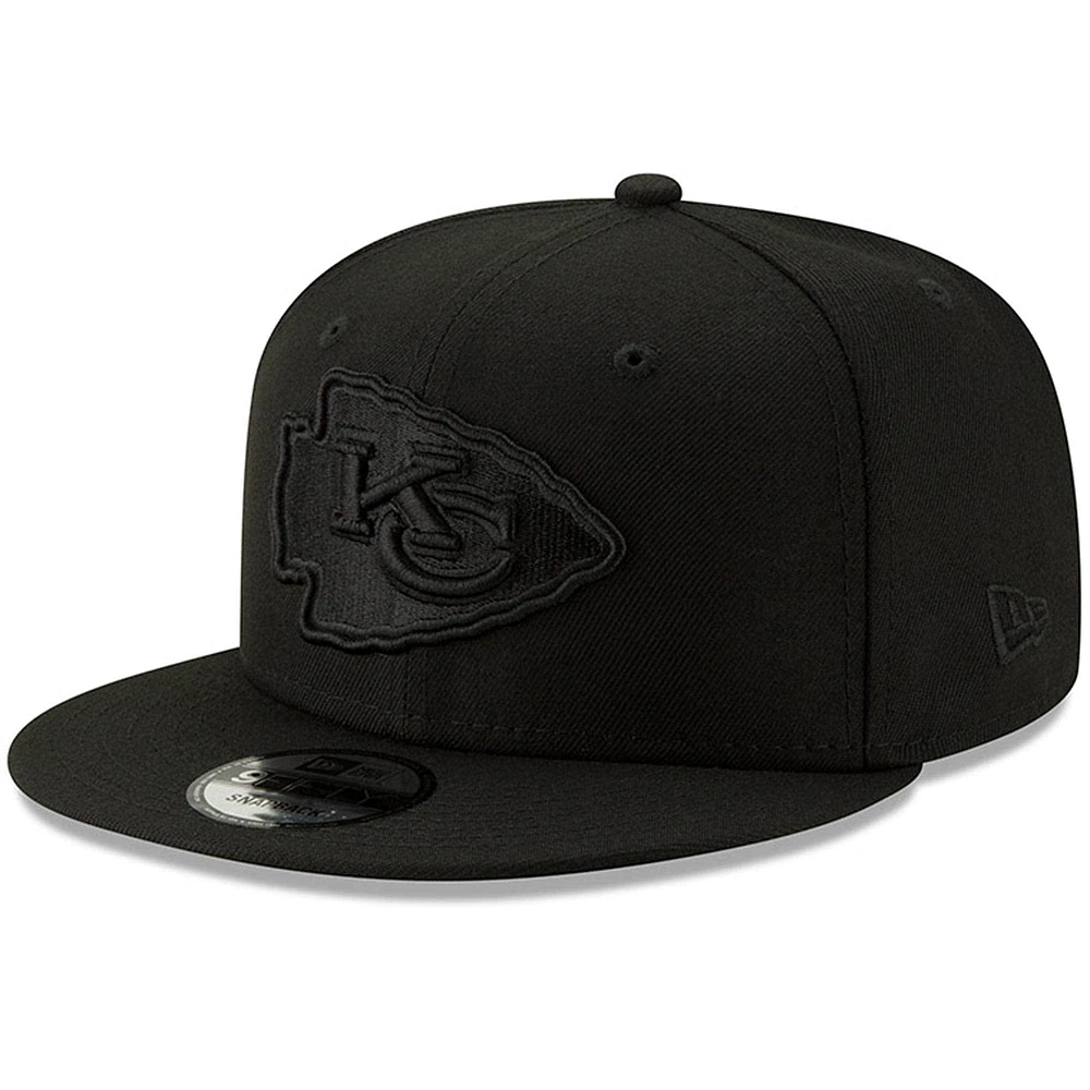 Casquette ajustable 9FIFTY noire sur noire des Chiefs de Kansas City New Era pour homme