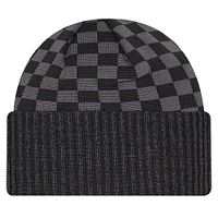Bonnet en tricot à revers à carreaux noir Kansas City Chiefs New Era pour homme