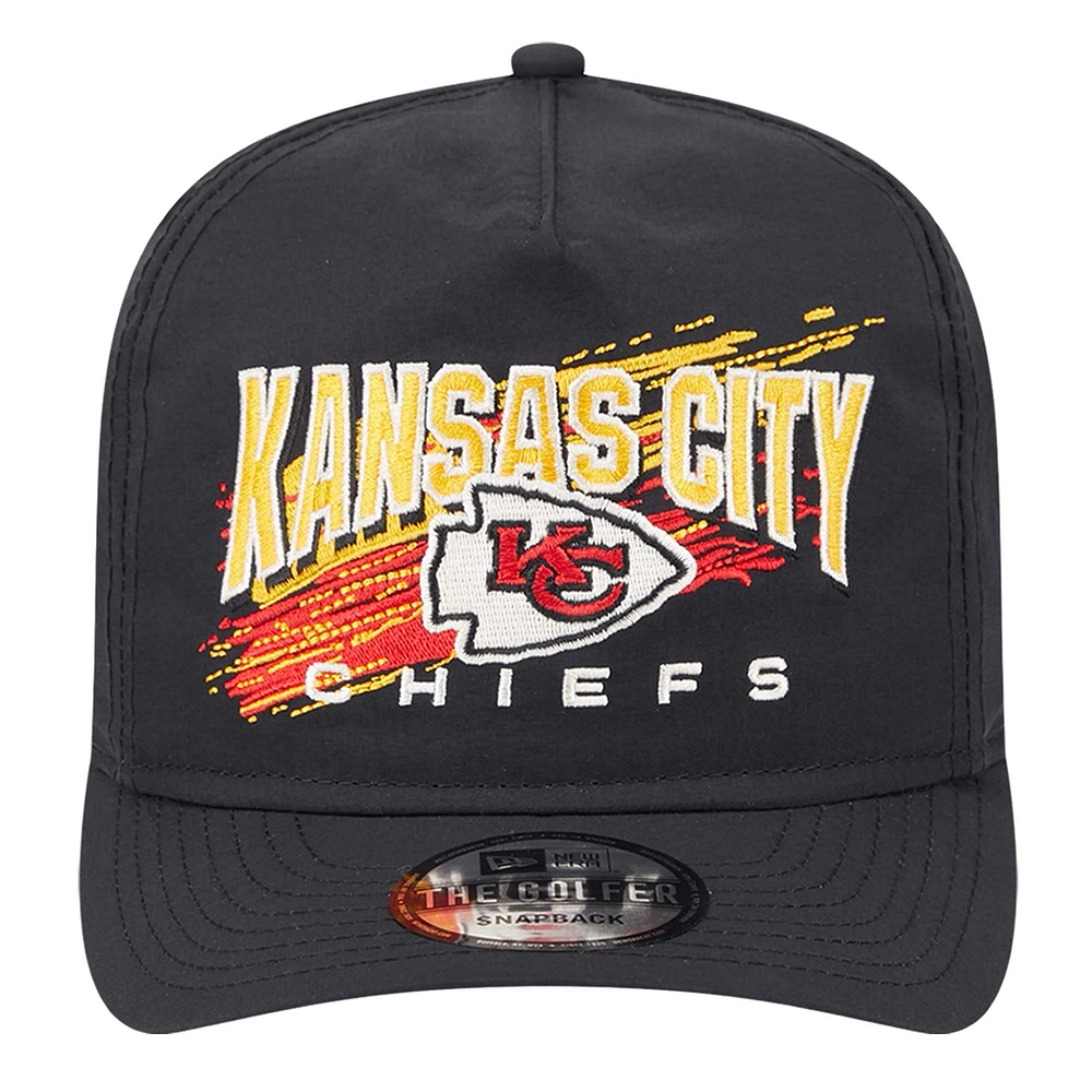 Men's New Era Black Kansas City Chiefs Injection Golfer Adjustable Hat