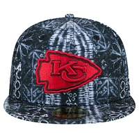 Casquette ajustée Shibori 59FIFTY des Kansas City Chiefs New Era noire pour hommes