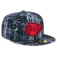 Casquette ajustée Shibori 59FIFTY des Kansas City Chiefs New Era noire pour hommes