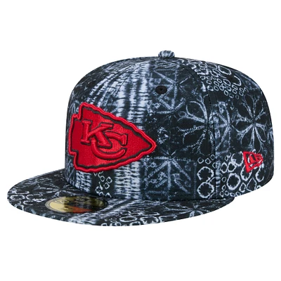 Casquette ajustée Shibori 59FIFTY des Kansas City Chiefs New Era noire pour hommes