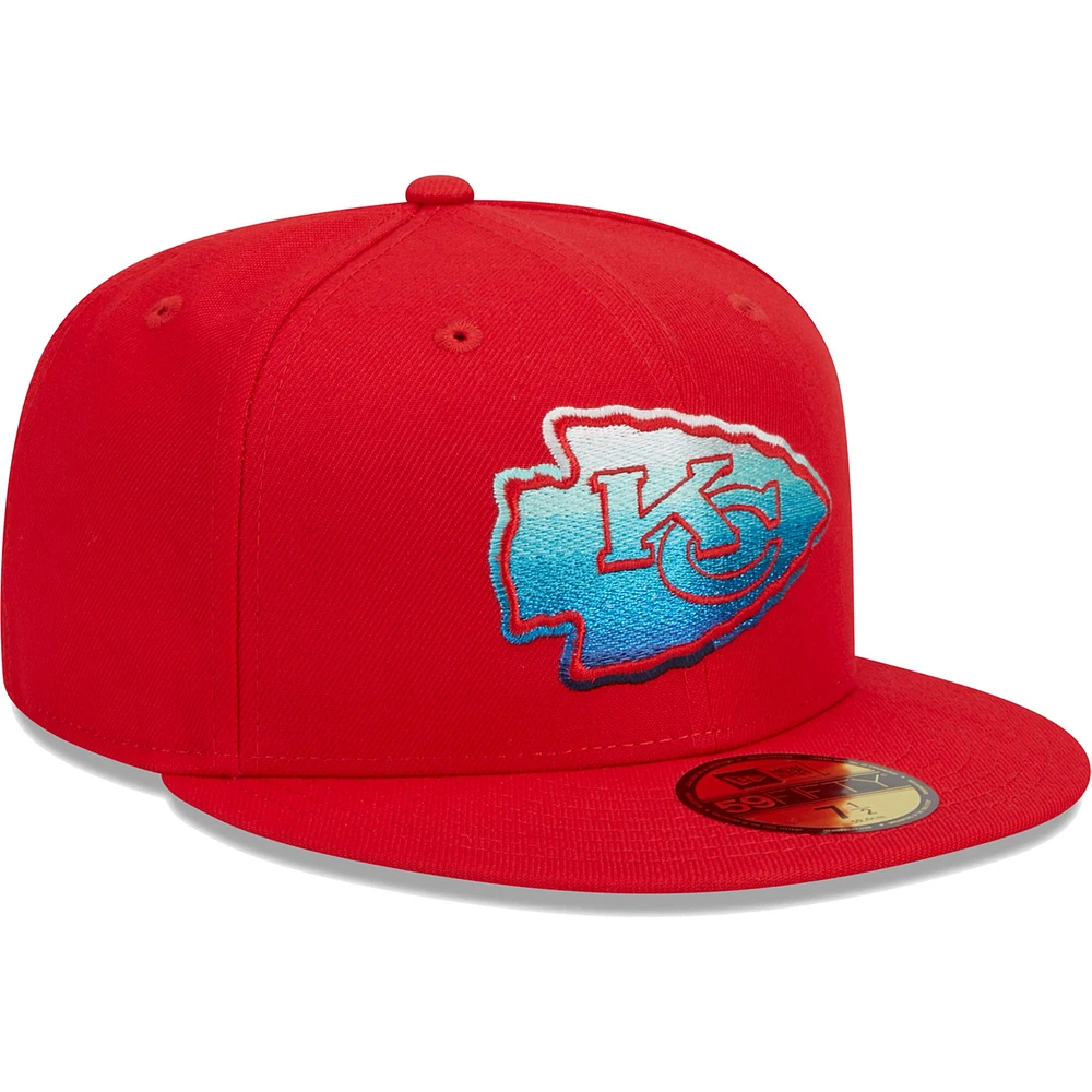 Men's New Era Red Kansas City Chiefs Gradient 59FIFTY Fitted Hat