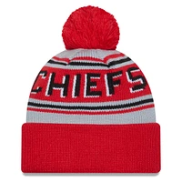 Men's New Era Red Kansas City Chiefs Main Cuffed Knit Hat with Pom