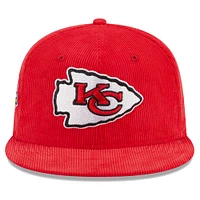 Casquette ajustée 59FIFTY en velours côtelé rouge Kansas City Chiefs New Era pour hommes