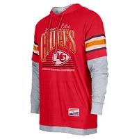 Men's New Era Red Kansas City Chiefs Twofer Long Sleeve Hooded T-Shirt