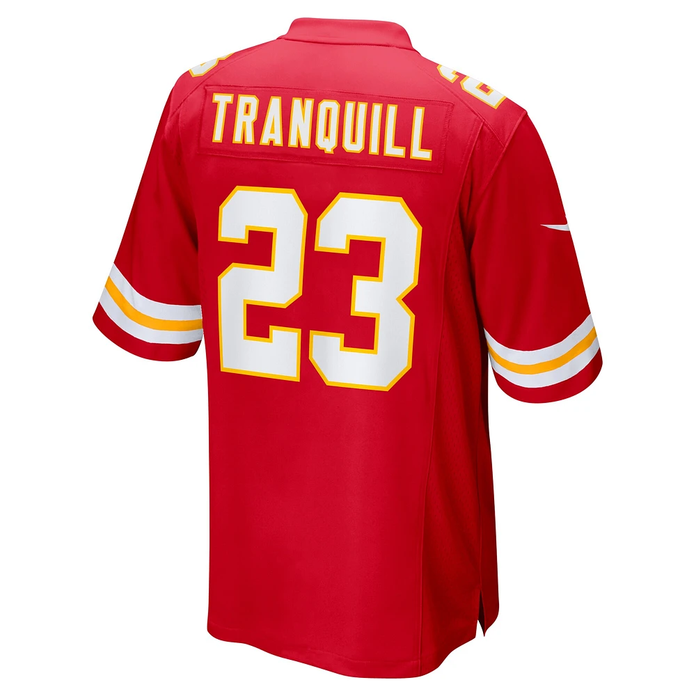 Men's Nike Drue Tranquill Red Kansas City Chiefs Game Player Jersey