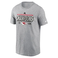 Men's Nike Heather Gray Kansas City Chiefs 2024 AFC Champions Locker Room Trophy Collection T-Shirt