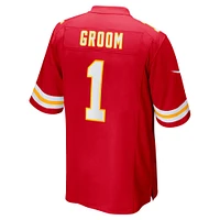Men's Nike Number 1 Groom Red Kansas City Chiefs Game Jersey