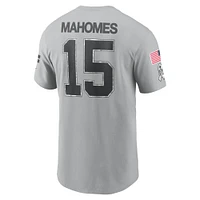 Men's Nike Patrick Mahomes Gray Kansas City Chiefs 2024 Salute To Service Name & Number T-Shirt