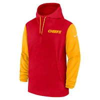 Veste à capuche Nike rouge/or Kansas City Chiefs 2024/25 Sideline Pre-Game Player 1/2-Zip pour homme