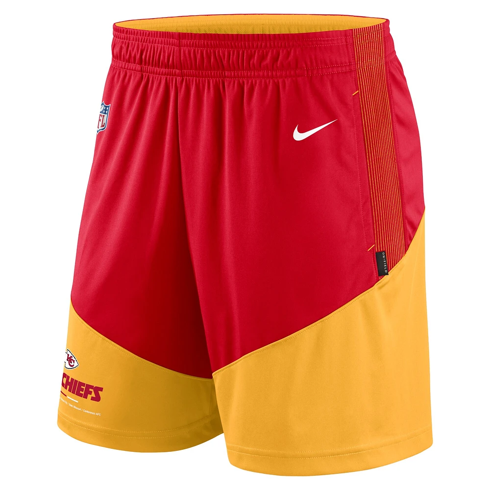 Men's Nike Red/Gold Kansas City Chiefs Sideline Primary Lockup Performance Shorts