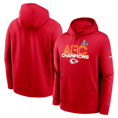 Sweat à capuche en polaire Nike rouge Kansas City Chiefs 2024 AFC Champions pour homme