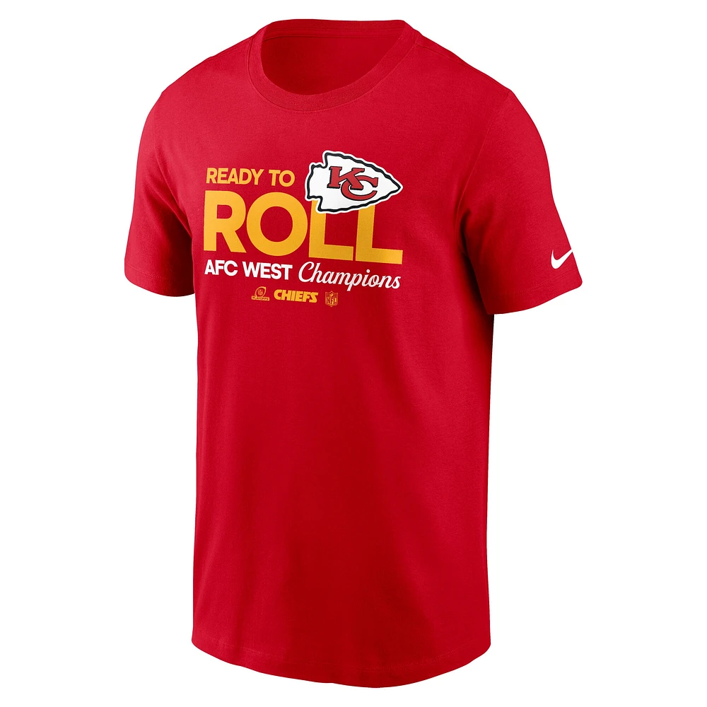 T-shirt Nike rouge pour homme Kansas City Chiefs 2024 AFC West Division Champions Locker Room Trophy Collection