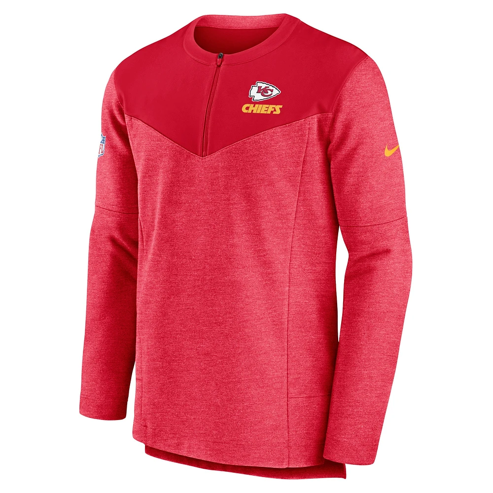 Men's Nike Red Kansas City Chiefs Sideline Lockup Performance Quarter-Zip Top