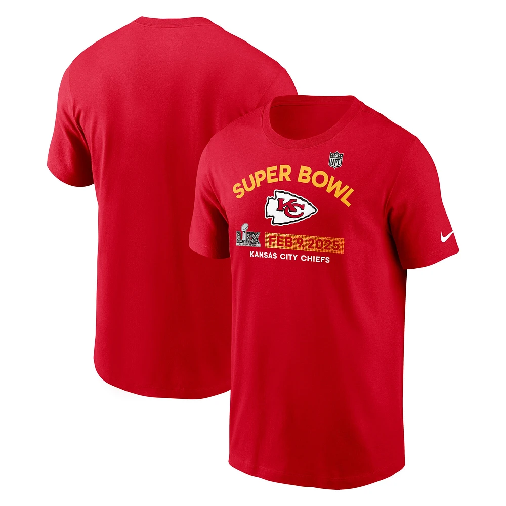 T-shirt Nike rouge avec logo de l'équipe Kansas City Chiefs Super Bowl LIX pour homme