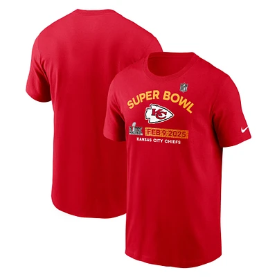 T-shirt Nike rouge avec logo de l'équipe Kansas City Chiefs Super Bowl LIX pour homme