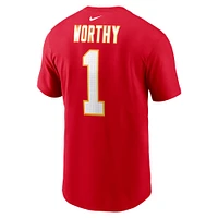 Men's Nike Xavier Worthy Red Kansas City Chiefs  Name & Number T-Shirt