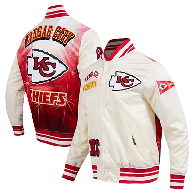 Veste à boutons-pression en satin sublimé Pro Standard pour homme, couleur crème, Kansas City Chiefs