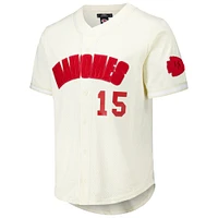 Men's Pro Standard Patrick Mahomes Cream Kansas City Chiefs Name & Number Triple Tonal Button-Up Baseball Jersey