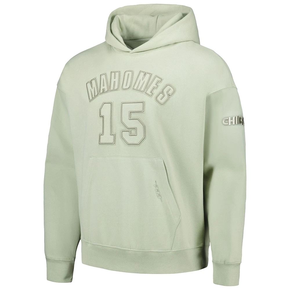 Men's Pro Standard Patrick Mahomes Light Green Kansas City Chiefs Player Name & Number Pullover Hoodie
