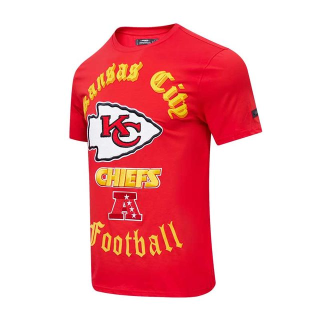 T-shirt rouge Pro Standard des Chiefs de Kansas City pour hommes, en vieux anglais