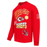 Men's Pro Standard Red Kansas City Chiefs Turn It Up Drop Shoulder Pullover Sweatshirt