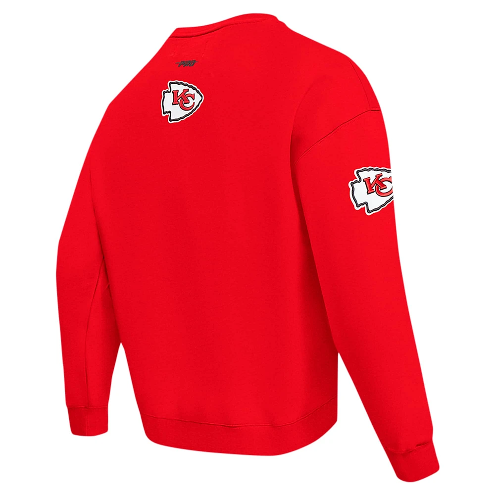 Men's Pro Standard Red Kansas City Chiefs Turn It Up Drop Shoulder Pullover Sweatshirt