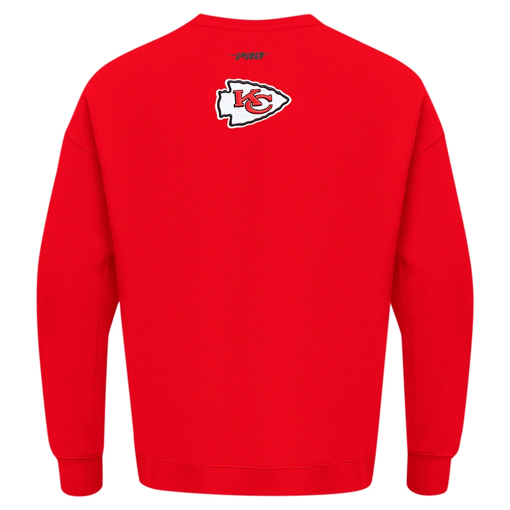 Men's Pro Standard Red Kansas City Chiefs Turn It Up Drop Shoulder Pullover Sweatshirt
