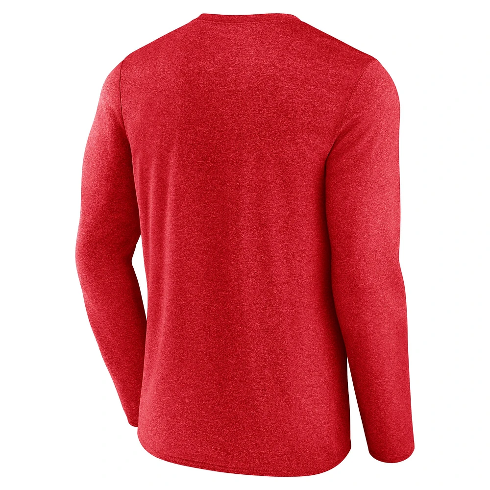 T-shirt à manches longues pois délavés rouge pour homme des Kansas City Chiefs