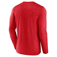 T-shirt à manches longues pois délavés rouge pour homme des Kansas City Chiefs