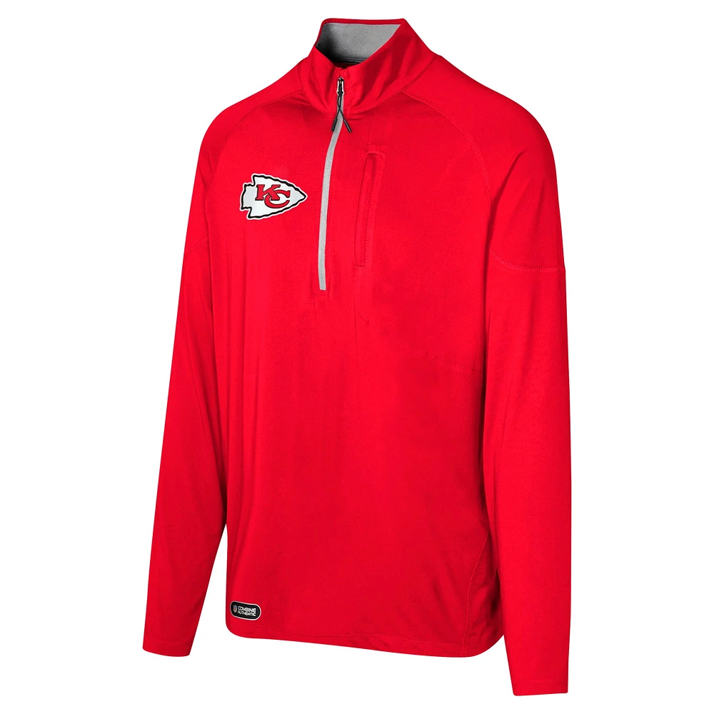 Men's Red Kansas City Chiefs Grind Iron Quarter-Zip Top