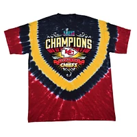 Men's Red Kansas City Chiefs Super Bowl LVII Champions Shield Tie-Dye T-Shirt