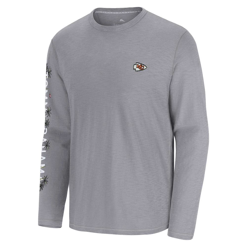 Men's Tommy Bahama  Gray Kansas City Chiefs Oasis Endzone Lux Long Sleeve T-Shirt