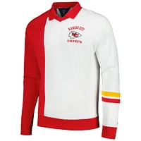 Men's Tommy Hilfiger Red/White Kansas City Chiefs Spencer Color Block Polo Raglan Pullover Sweatshirt