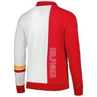 Men's Tommy Hilfiger Red/White Kansas City Chiefs Spencer Color Block Polo Raglan Pullover Sweatshirt