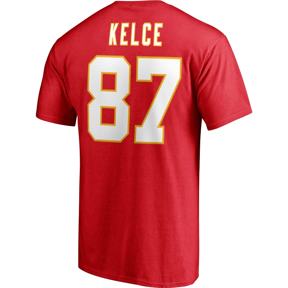 Men's Travis Kelce Red Kansas City Chiefs Player Icon Name & Number T-Shirt