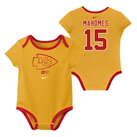 Ensemble de 3 bodies Nike pour nouveau-né et bébé avec nom numéro Patrick Mahomes des Kansas City Chiefs