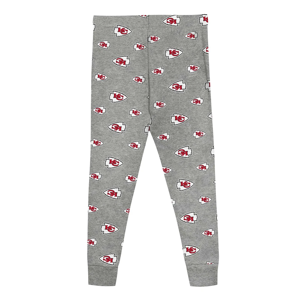 Preschool Heather Gray Kansas City Chiefs Long Sleeve T-Shirt and Pants Sleep Set