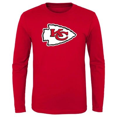 T-shirt à manches longues avec logo primaire des Chiefs de Kansas City pour enfants d'âge préscolaire rouge
